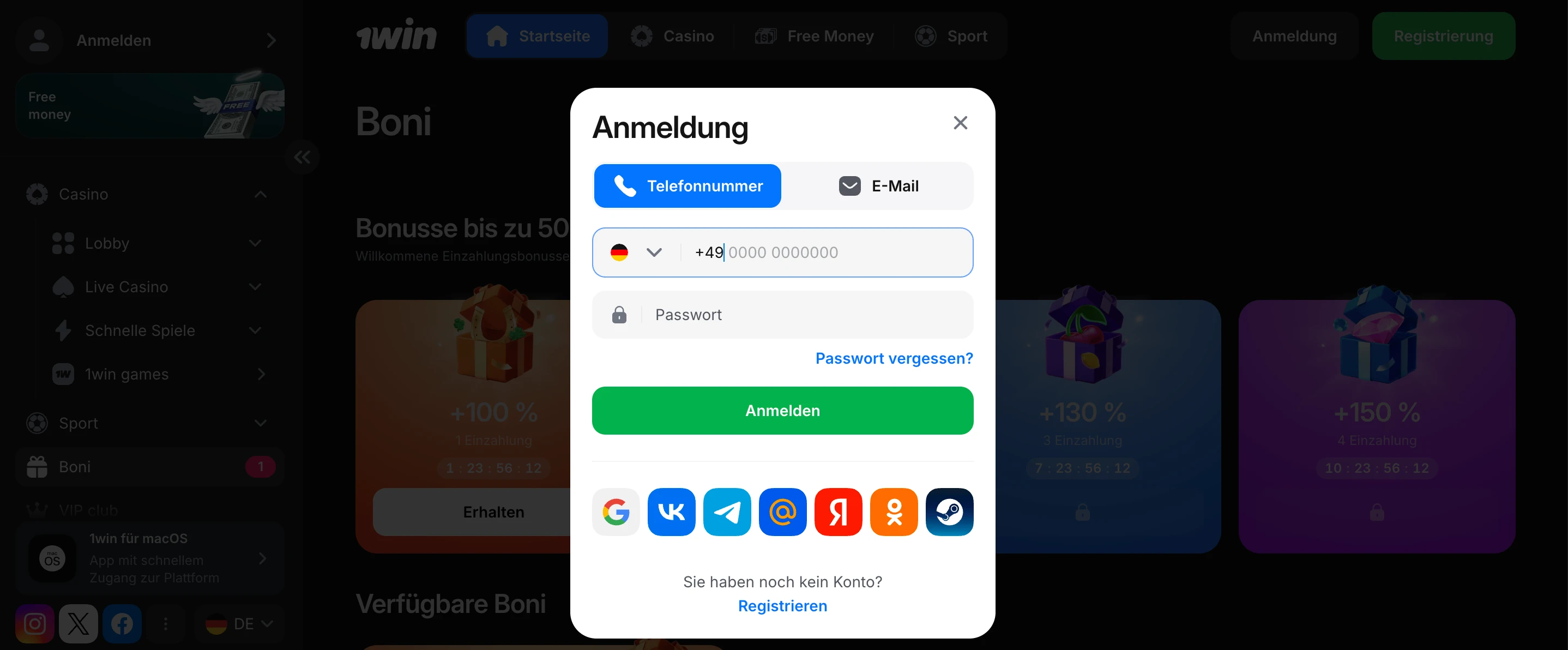 1win-login Schweiz